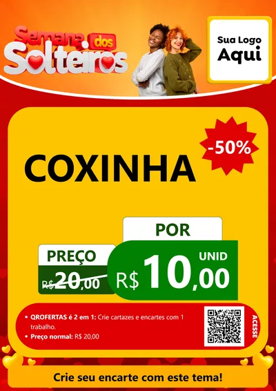 Modelo de Cartaz para Cartaz A4 Vertical com o tema Semana dos Solteiros para Salgadaria