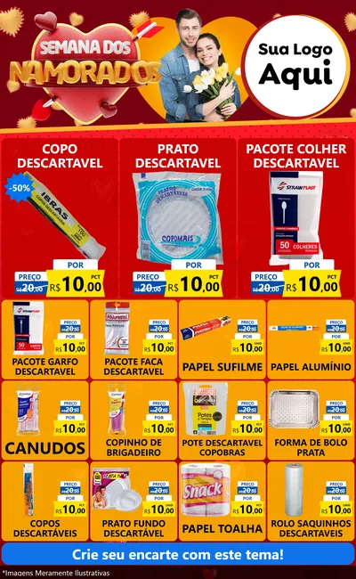 Modelo de Encarte para Encarte Grande com o tema Semana dos Namorados para Embalagens