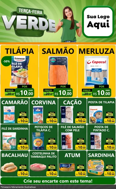 Modelo de Encarte para Encarte Grande com o tema Terça - Feira Verde para Peixaria