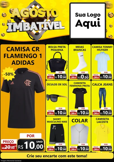 Modelo de Encarte para Encarte A4 Vertical com o tema Agosto Imbatível para Roupas e acessórios