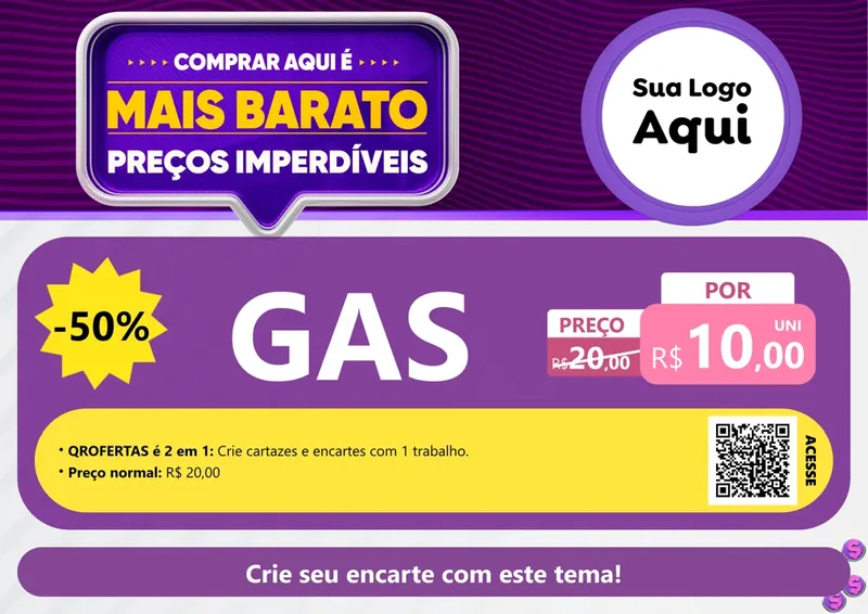Modelo de Cartaz para Cartaz A4 Horizontal com o tema Mais Barato para Água e gás