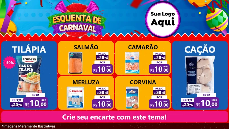 Modelo de TV para TV Horizontal com o tema Esquenta de Carnaval para Peixaria