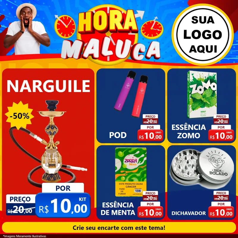 Modelo de Rede Social para Feed Facebook com o tema Hora Maluca para Tabacaria