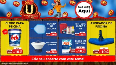 Modelo de TV para TV Horizontal com o tema Dia U - O Dia Mais Barato Do Mês para Produtos para Piscina