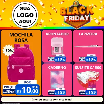 Modelo de Rede Social para Feed Facebook com o tema Black Friday para Papelaria