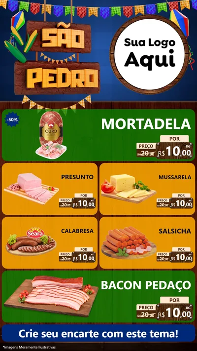 Modelo de TV para TV Vertical com o tema São Pedro para Frios e Laticínios