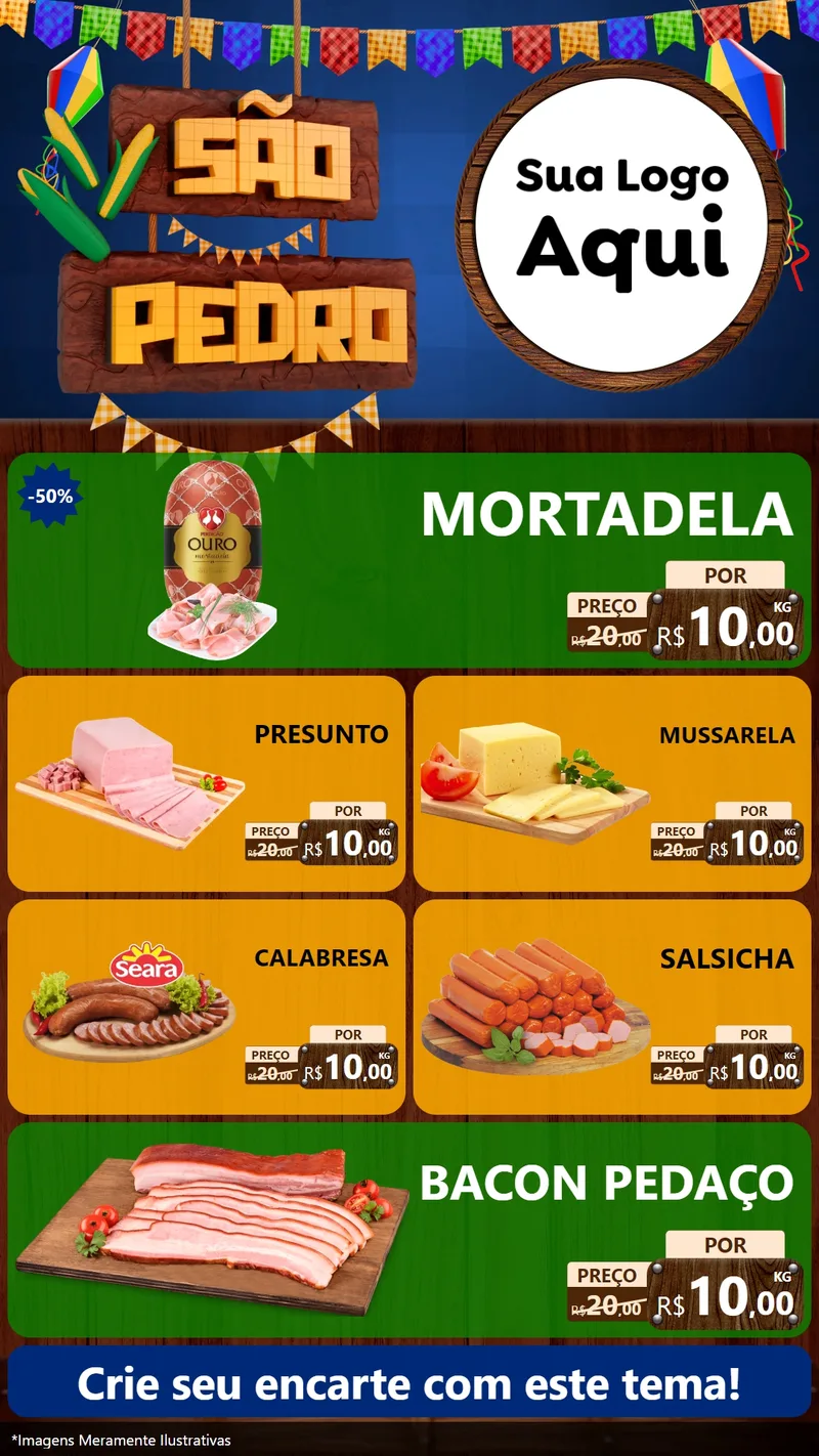 Modelo de TV para TV Vertical com o tema São Pedro para Frios e Laticínios