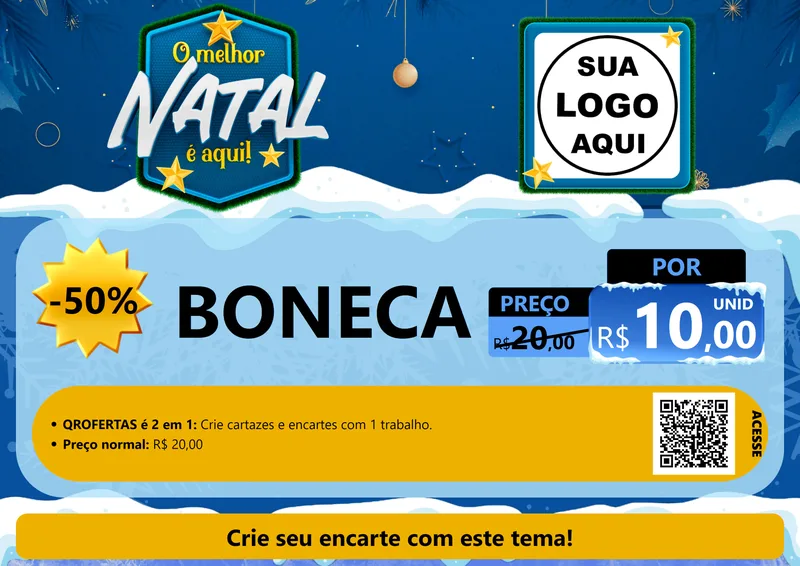 Modelo de Cartaz para Cartaz A4 Horizontal com o tema O Melhor Natal É Aqui! para Brinquedos