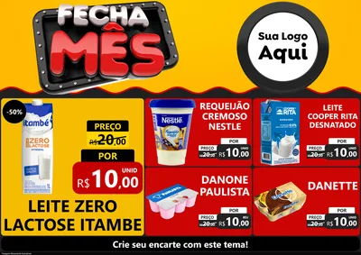 Modelo de Encarte para Encarte A4 Horizontal com o tema Fecha Mês para Frios e Laticínios