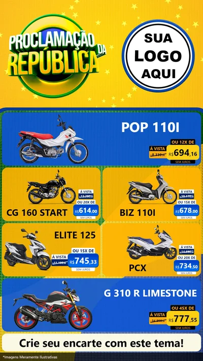 Modelo de TV para TV Vertical com o tema Proclamação da República para Concessionaria de Motos