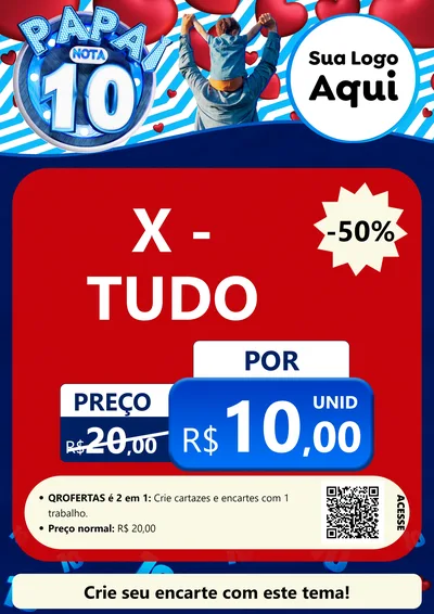 Modelo de Cartaz para Cartaz A4 Vertical com o tema Papai Nota 10 para Hamburgueria