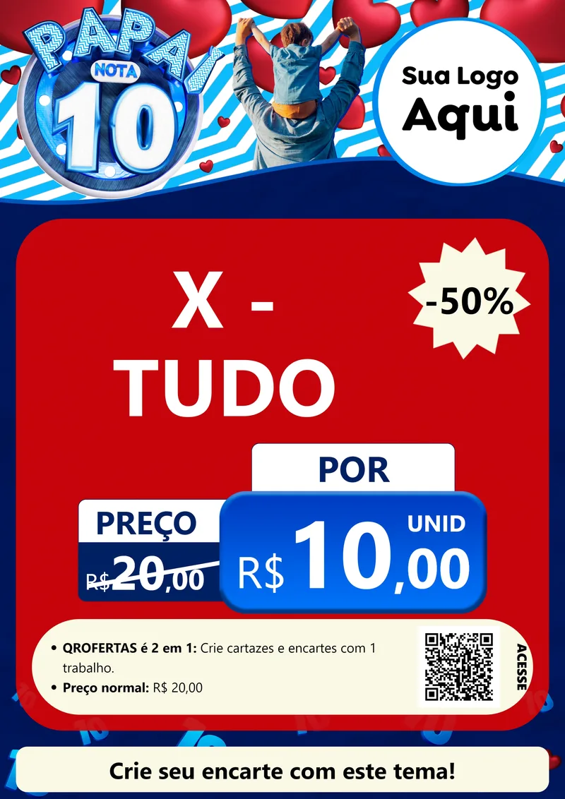 Modelo de Cartaz para Cartaz A4 Vertical com o tema Papai Nota 10 para Hamburgueria