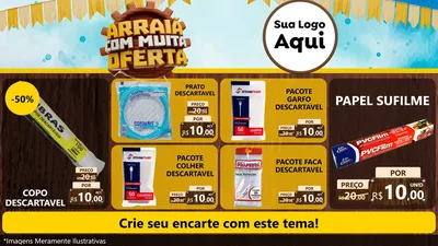 Modelo de TV para TV Horizontal com o tema Ofertas de São João - Junina para Embalagens