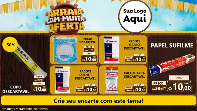 Modelo de TV para TV Horizontal com o tema Ofertas de São João - Junina para Embalagens