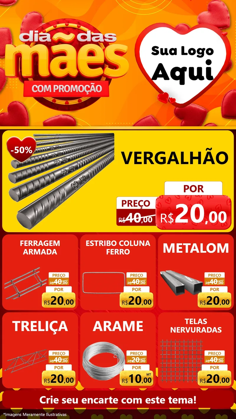 Modelo de Rede Social para Stories com o tema Dia das Mães com Promoção para Ferragens