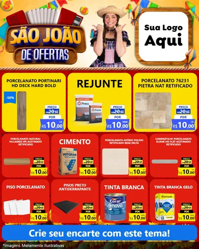 Modelo de Rede Social para Feed Instagram com o tema São João de Ofertas para Pisos e revestimentos
