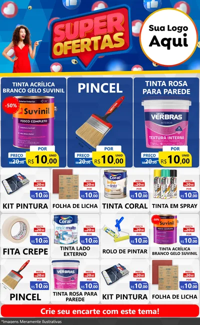 Modelo de Encarte para Encarte Grande com o tema Super Ofertas para Tintas e Ferramentas