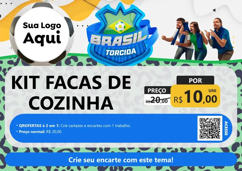 Modelo de Cartaz para Cartaz A4 Horizontal com o tema Brasil Torcida - Copa para Utilidades Domésticas