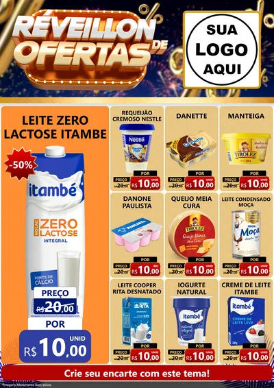 Modelo de Encarte para Encarte A4 Vertical com o tema Réveillon de Ofertas para Frios e Laticínios