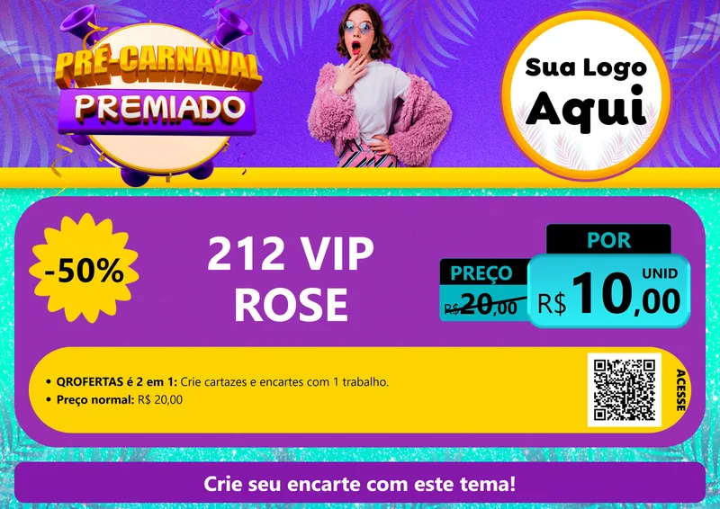 Modelo de Cartaz para Cartaz A4 Horizontal com o tema Pré-Carnaval Premiado para Perfumes