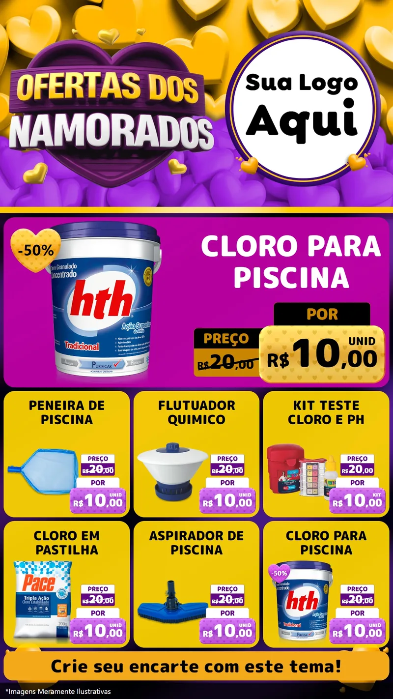 Modelo de Rede Social para Stories com o tema Oferta Dos Namorados para Produtos para Piscina