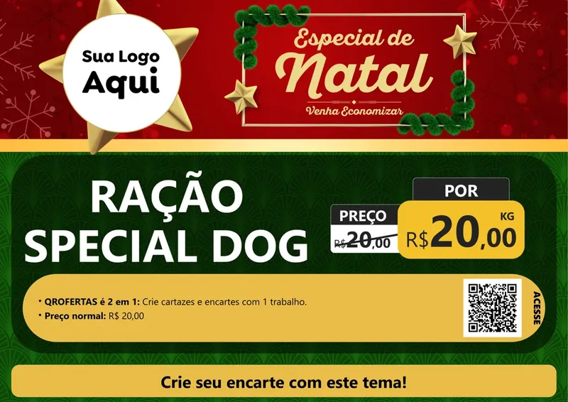 Modelo de Cartaz para Cartaz A4 Horizontal com o tema Especial de Natal para Pet Shop