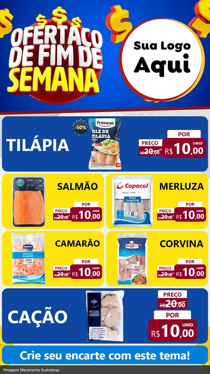 Modelo de TV para TV Vertical com o tema Ofertaço de Fim de Semana para Peixaria