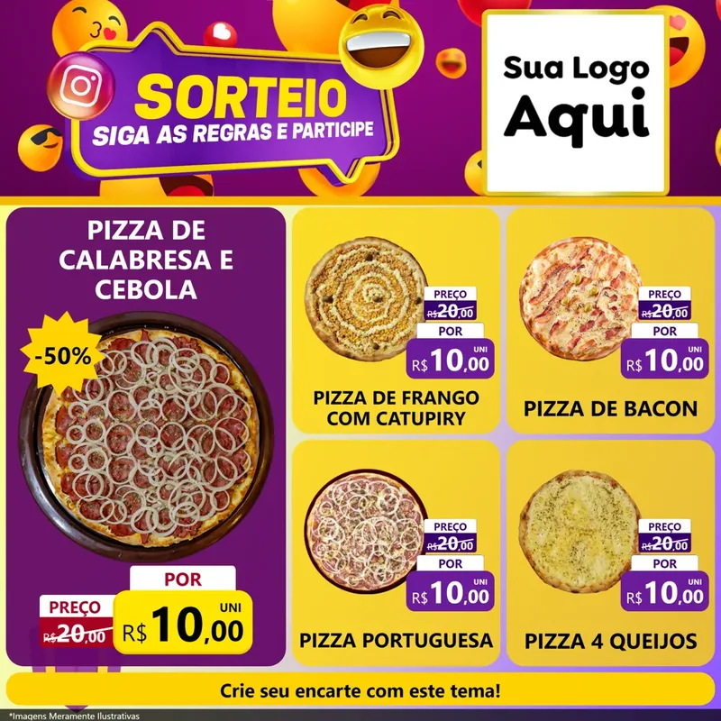 Modelo de Rede Social para Feed Facebook com o tema Sorteio para Pizzaria