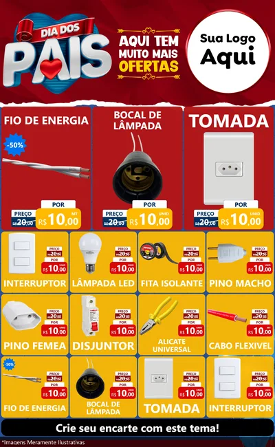 Modelo de Encarte para Encarte Grande com o tema Dia dos Pais para Materiais Elétricos