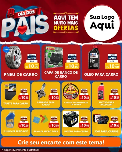 Modelo de Rede Social para Feed Instagram com o tema Dia dos Pais para Auto peças
