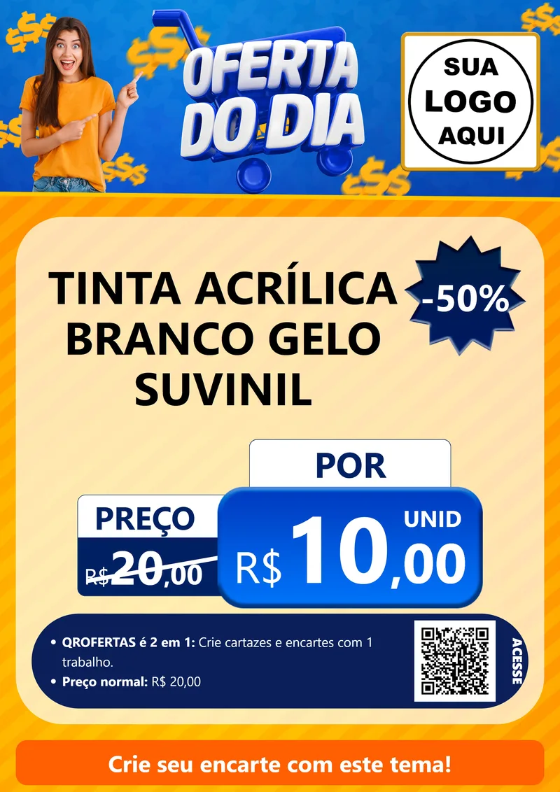 Modelo de Cartaz para Cartaz A4 Vertical com o tema Oferta do Dia para Tintas e Ferramentas