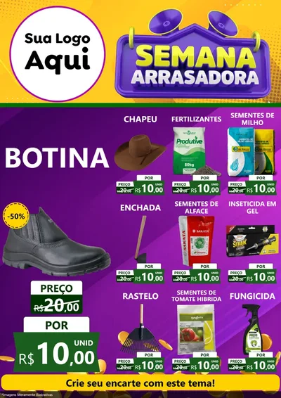 Modelo de Encarte para Encarte A4 Vertical com o tema Semana Arrasadora para Agropecuária
