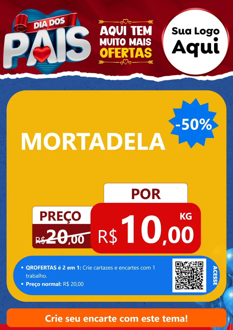 Modelo de Cartaz para Cartaz A4 Vertical com o tema Dia dos Pais para Frios e Laticínios
