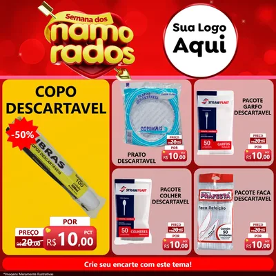 Modelo de Rede Social para Feed Facebook com o tema Semana dos namorados para Embalagens