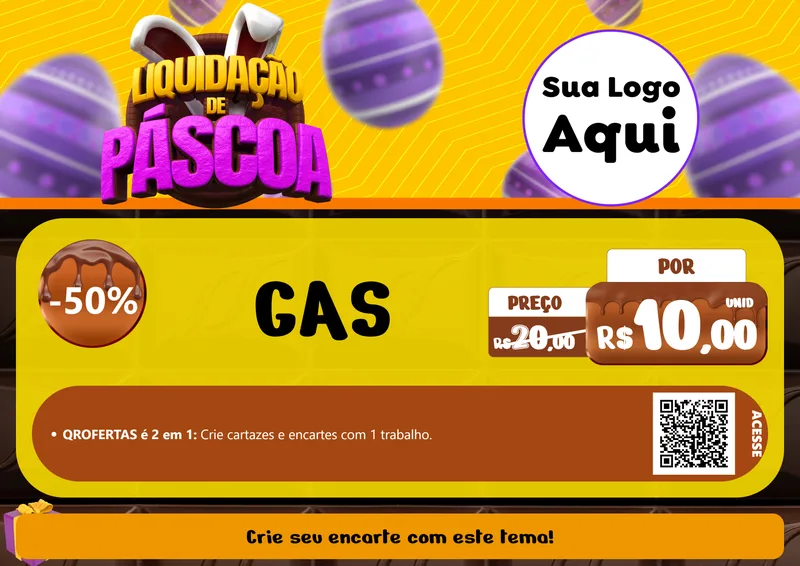 Modelo de Cartaz para Cartaz A4 Horizontal com o tema Liquidação de Páscoa para Água e gás
