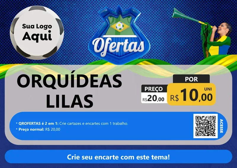 Modelo de Cartaz para Cartaz A4 Horizontal com o tema Ofertas (Futebol) para Floricultura e jardim