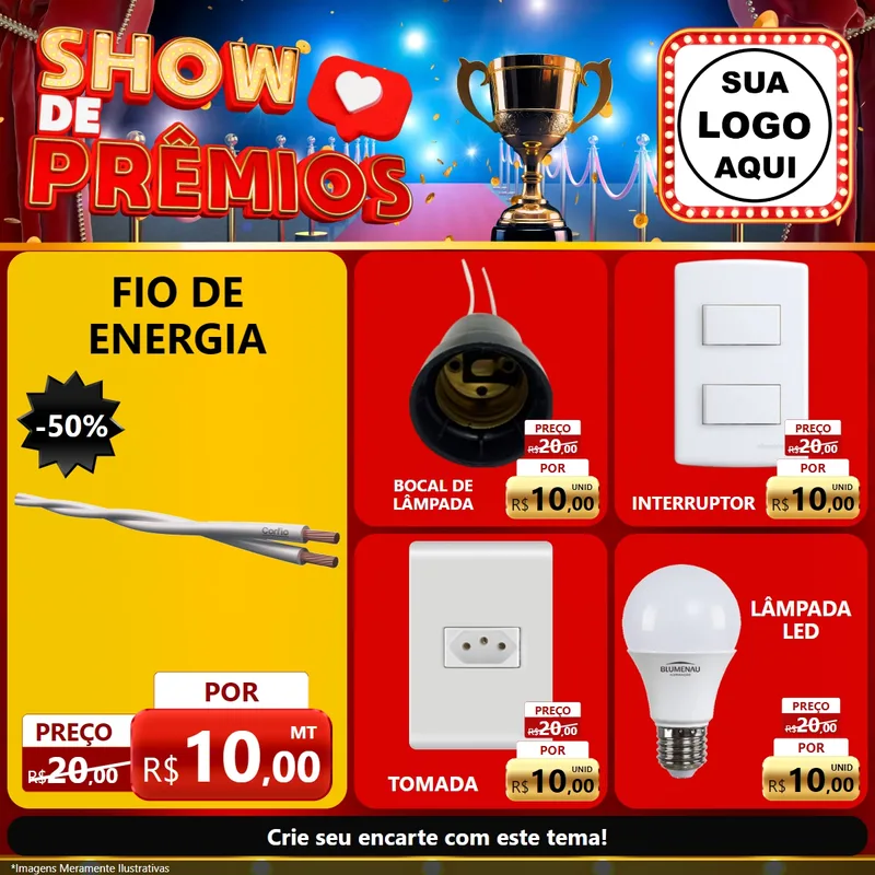 Modelo de Rede Social para Feed Facebook com o tema Show de Prêmios para Materiais Elétricos