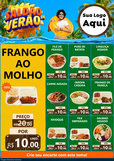 Modelo de Encarte para Encarte A4 Vertical com o tema Saldão de Verão para Restaurante