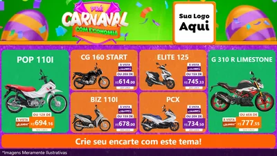 Modelo de TV para TV Horizontal com o tema Pré-Carnaval Com Economia para Concessionaria de Motos