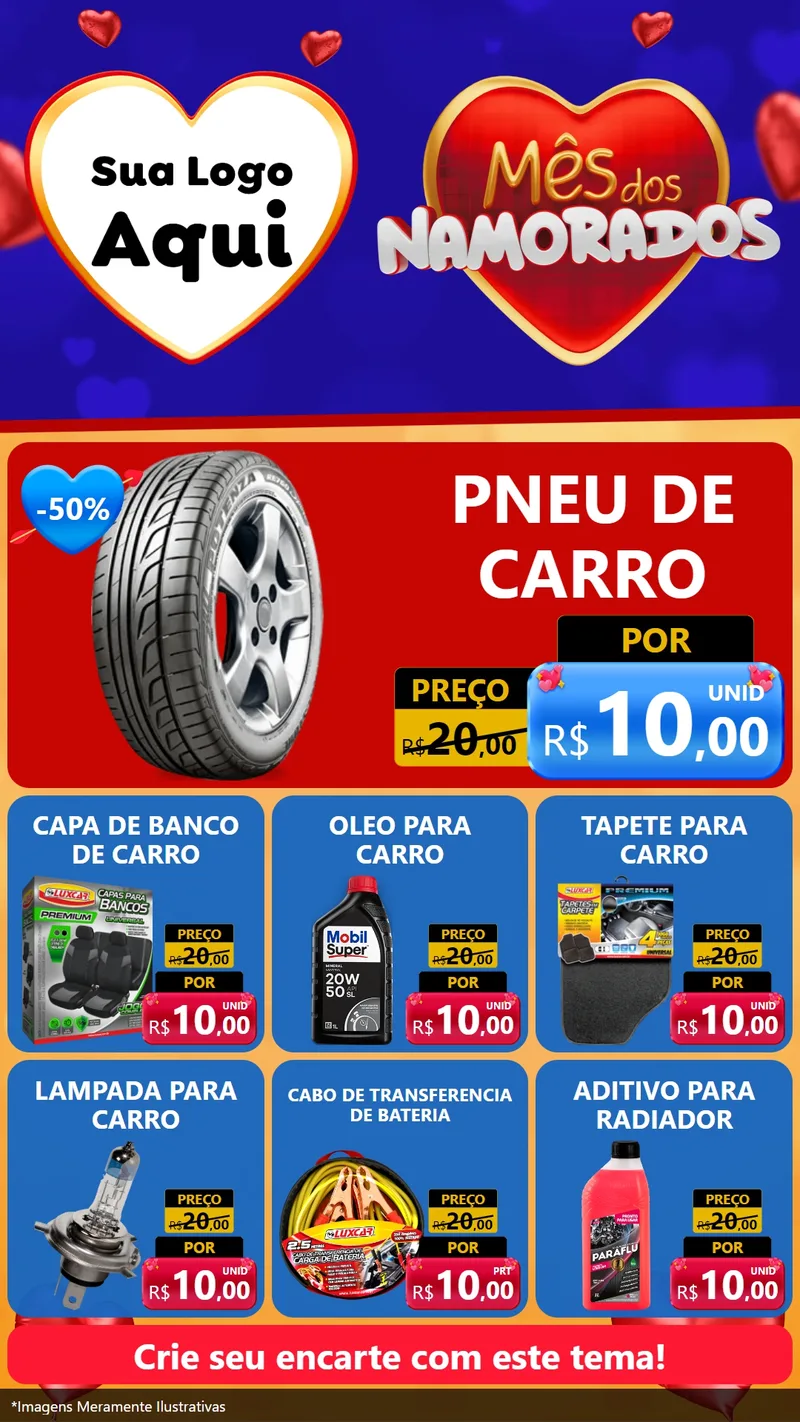 Modelo de Rede Social para Stories com o tema Mês dos Namorados para Auto peças