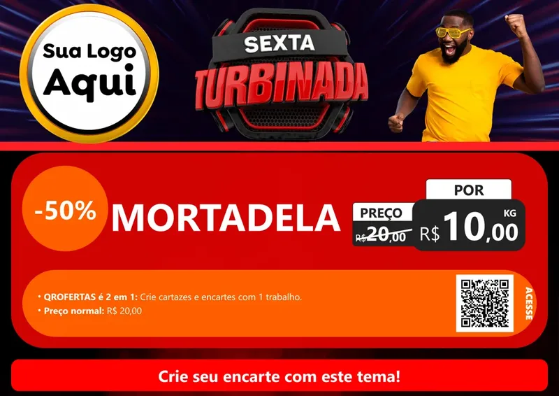 Modelo de Cartaz para Cartaz A4 Horizontal com o tema Sexta Turbinada para Frios e Laticínios