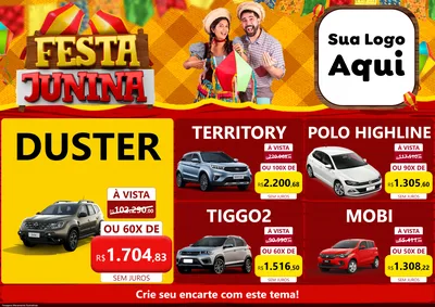 Modelo de Encarte para Encarte A4 Horizontal com o tema Festa Junina para Concessionaria de Carros