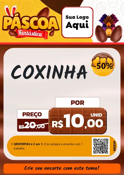 Modelo de Cartaz para Cartaz A4 Vertical com o tema Páscoa Fantástica para Salgadaria