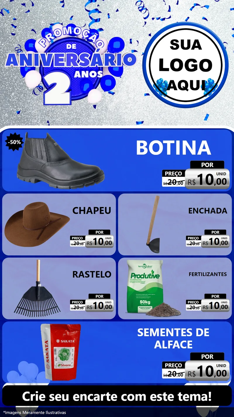 Modelo de TV para TV Vertical com o tema Promoção de Aniversário - 2 Anos para Agropecuária