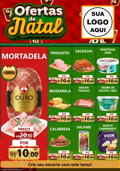 Modelo de Encarte para Encarte A4 Vertical com o tema Ofertas de Natal para Frios e Laticínios