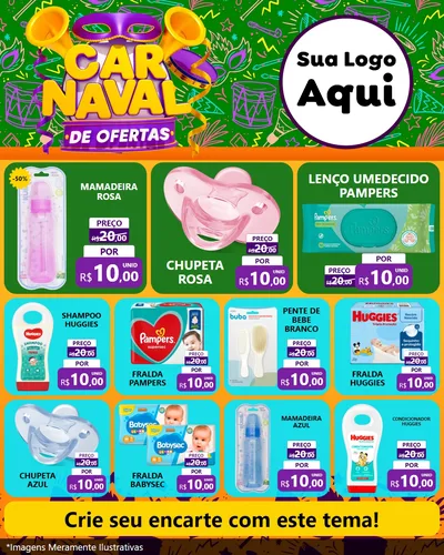 Modelo de Rede Social para Feed Instagram com o tema Carnaval de Ofertas para Bebês