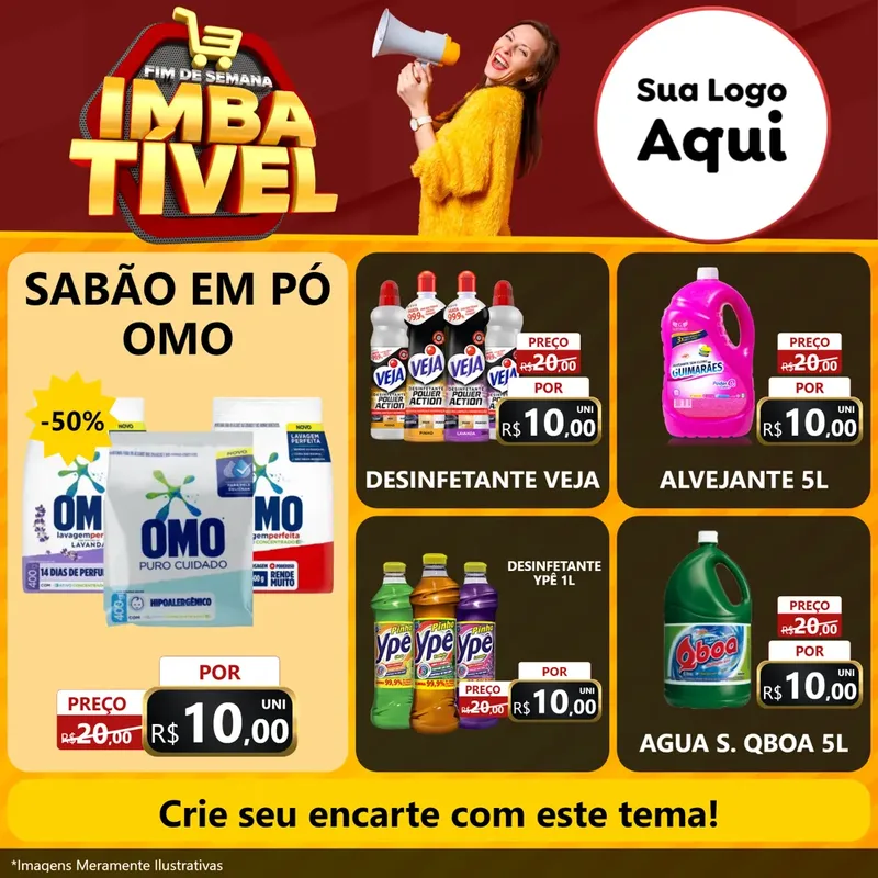 Modelo de Rede Social para Feed Facebook com o tema Fim de Semana Imbatível para Produtos de Limpeza