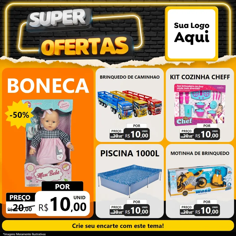 Modelo de Rede Social para Feed Facebook com o tema Super Ofertas para Brinquedos