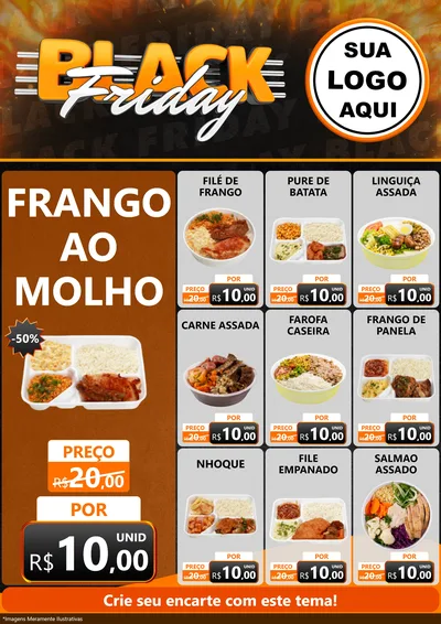 Modelo de Encarte para Encarte A4 Vertical com o tema Black Friday para Restaurante