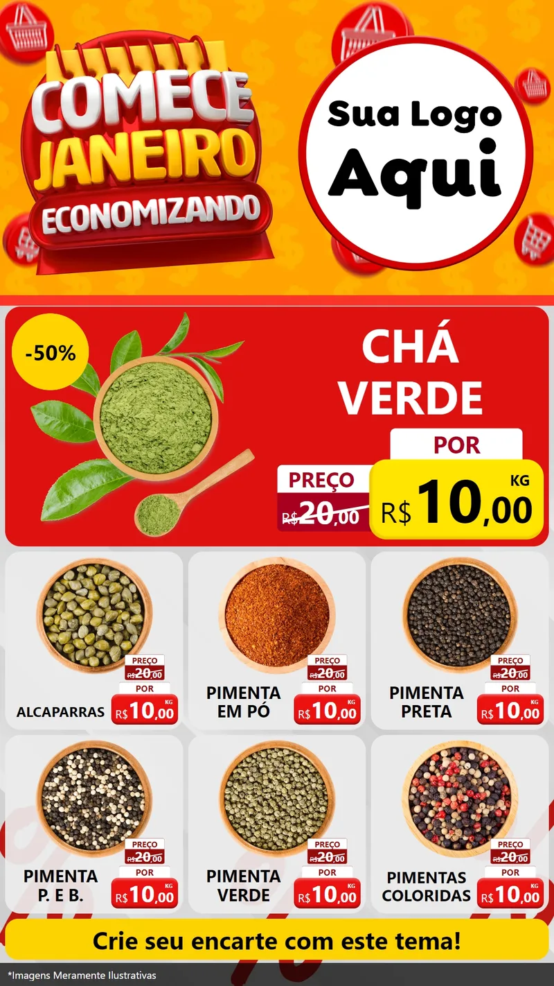 Modelo de Rede Social para Stories com o tema Comece Janeiro Economizando para Produtos Naturais
